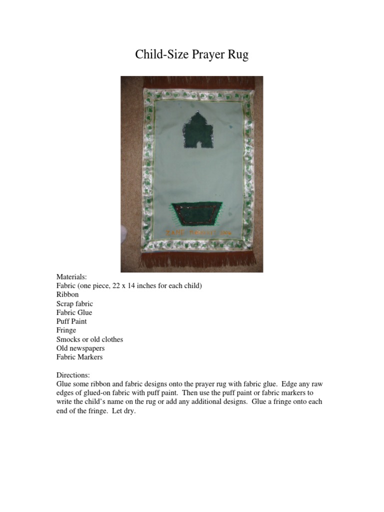 DIY Child Prayer Rug Instructions | PDF