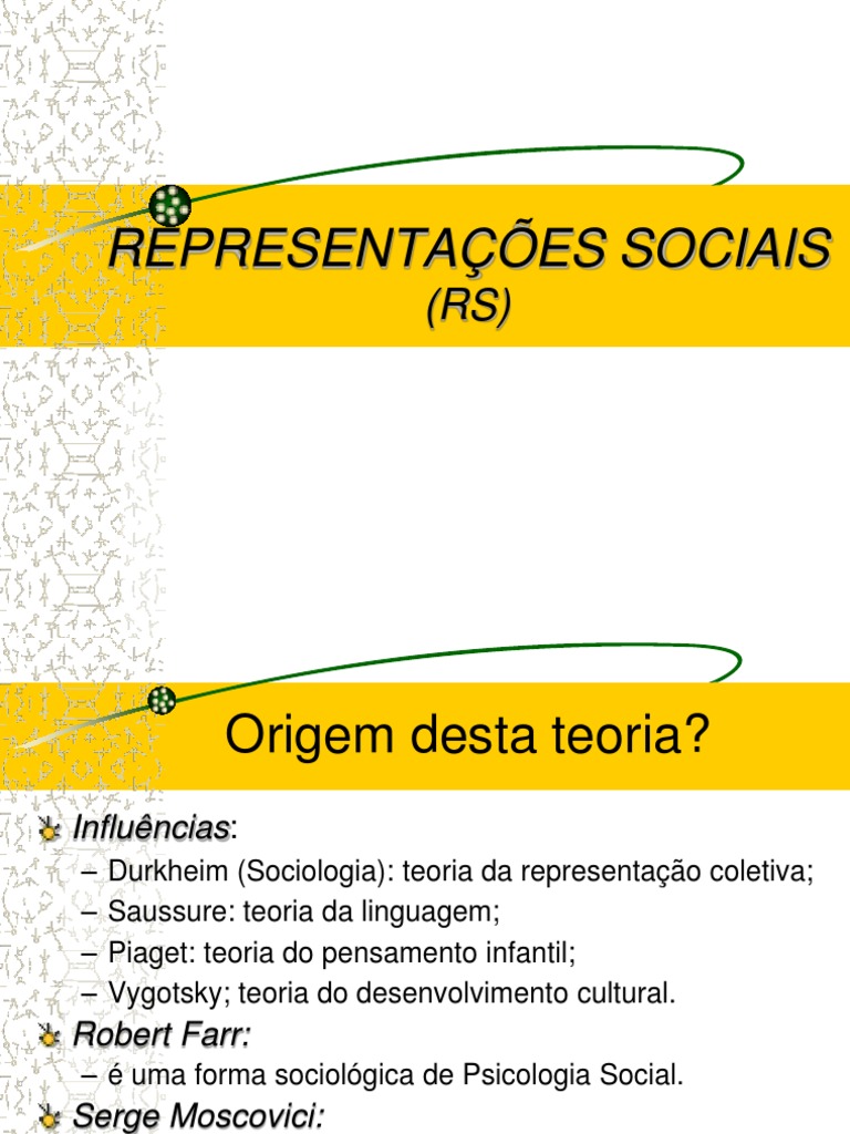 REPRESENTACOES SOCIAIS Sociologia Realidade