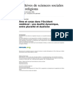 Âme Et Corps Dans L'occident Médiéval Une Dualité Dynamique, Entre Pluralité Et Dualisme (Jérôme Baschet, Archives de Sciences Sociales Des Religions)