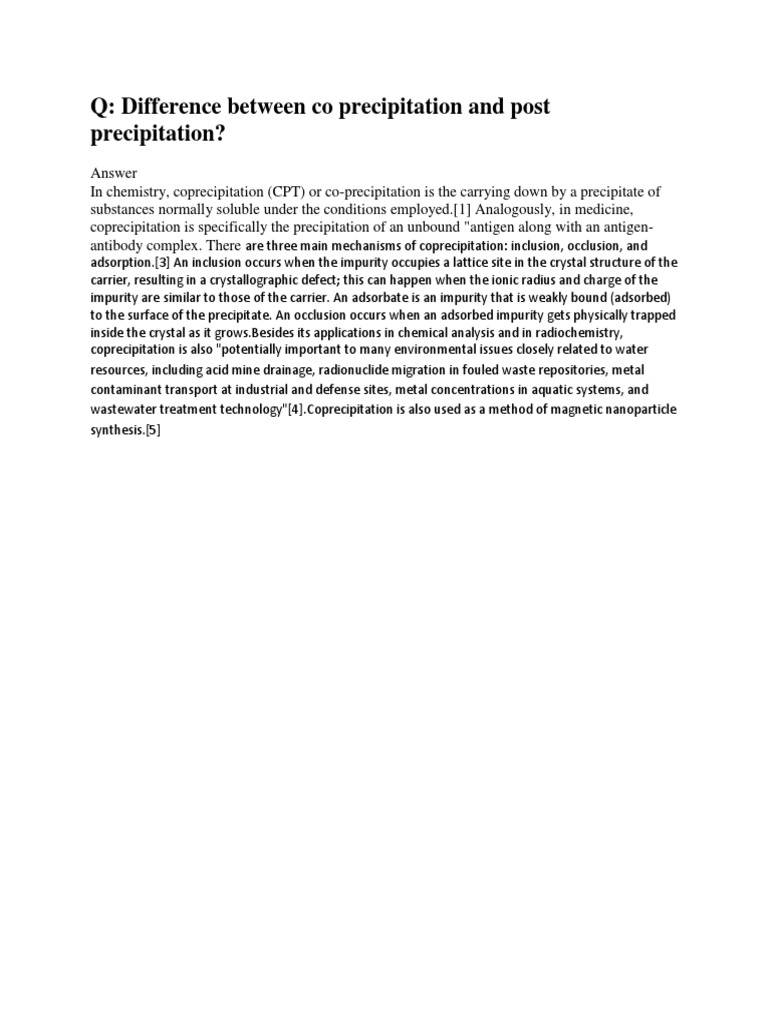 Co Precipitation and Post Precipitation PDF Chemical Substances