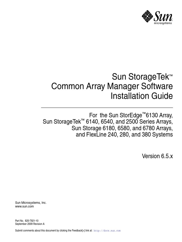 Sun Storagetek Common Array Manager Software Installation Guide PDF