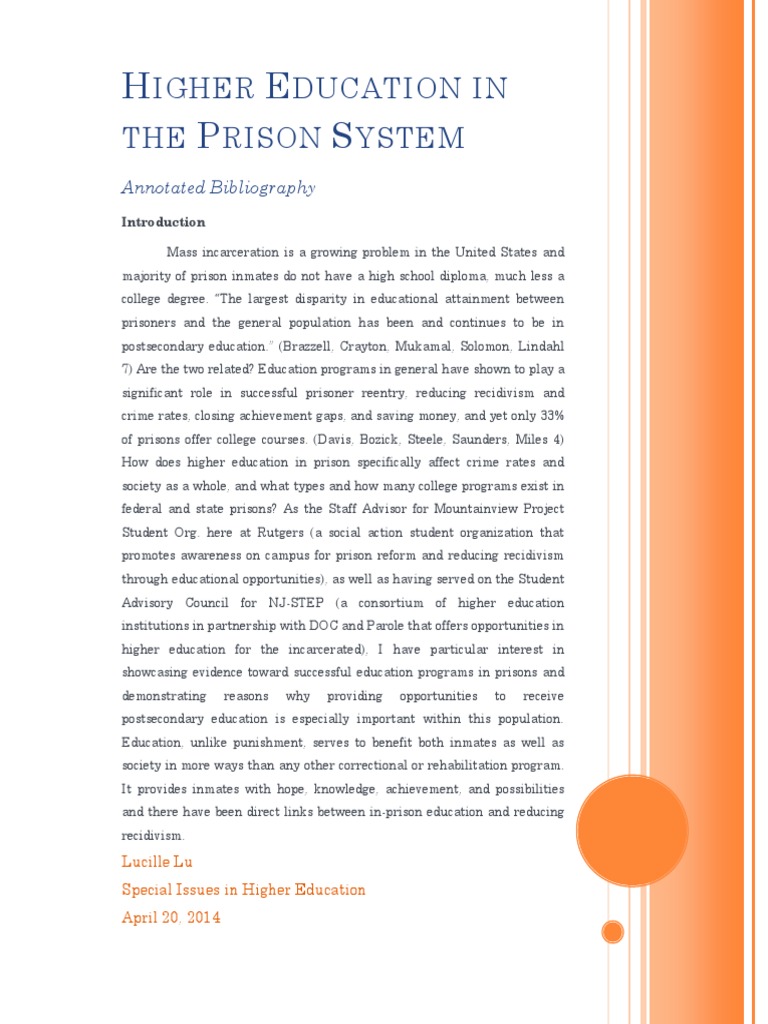 Higher Education in The Prison System | PDF | Recidivism | Prison
