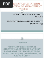 Download Management Thesis ppt on Ranbaxy Pharma by ASHISH SN22079493 doc pdf