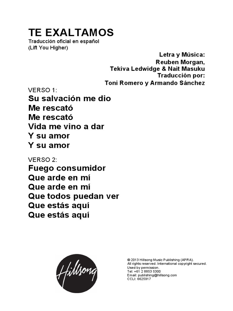 LIFT YOU HIGHER Spanish Official Translation PDF