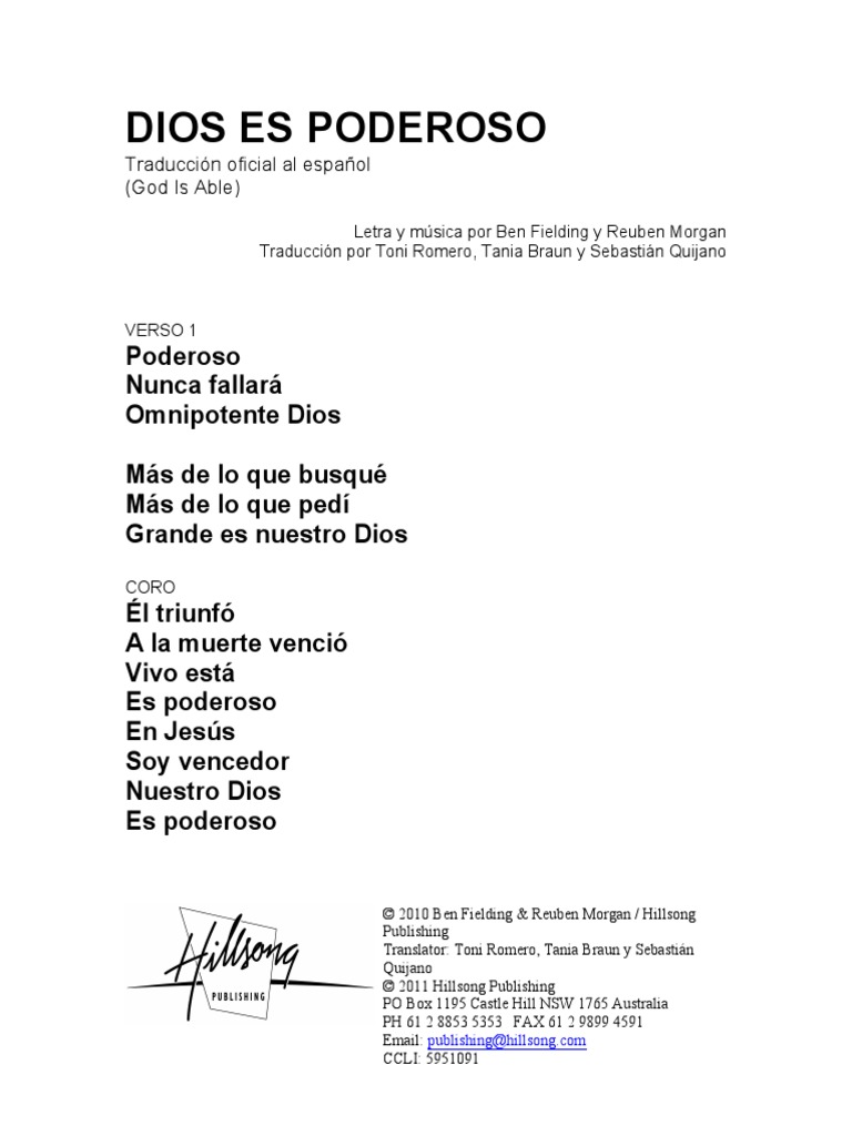 Dios es Poderoso - Letra en Español | PDF