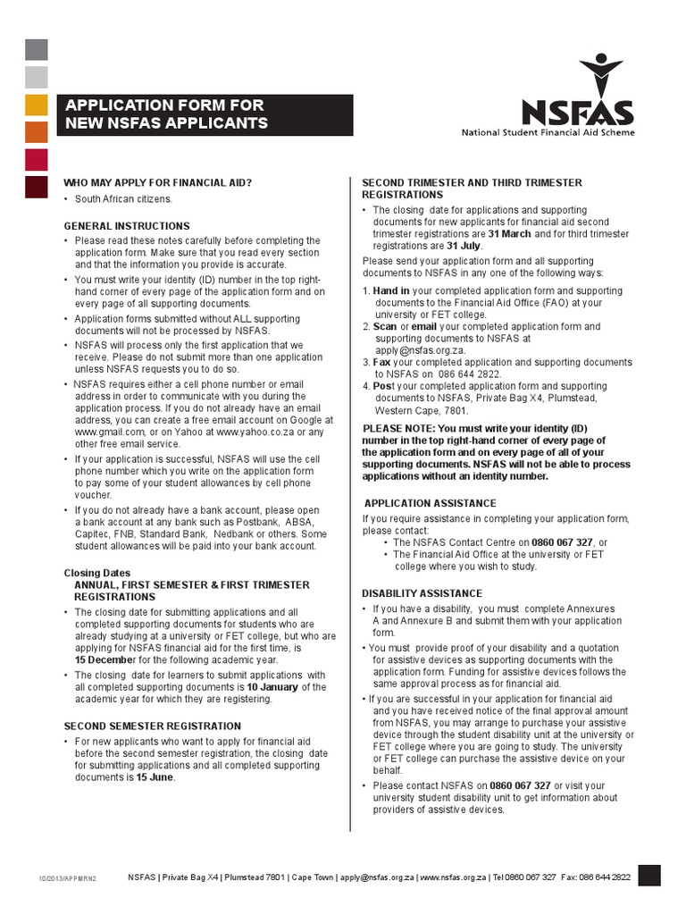 NSFAS Application Form 266APPMRN26  PDF  Child Support  Pension