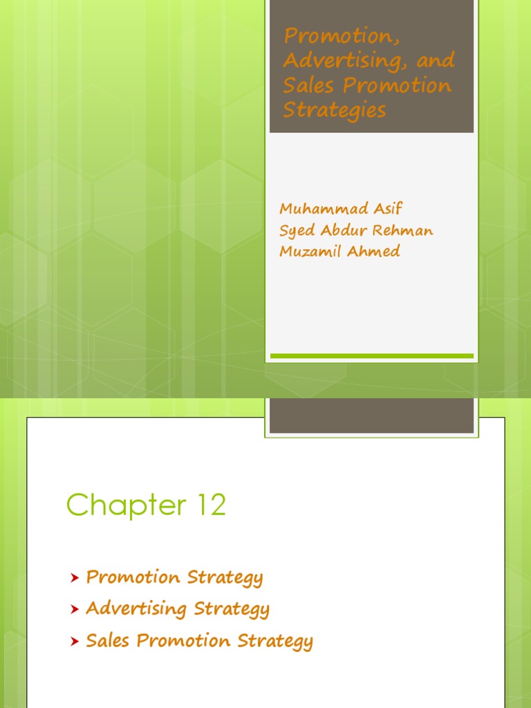 Promotion, Advertising, and Sales Promotion Strategies | PDF