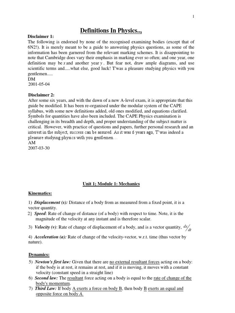 Physics Definitions and Concepts Guide | PDF | Operational Amplifier ...