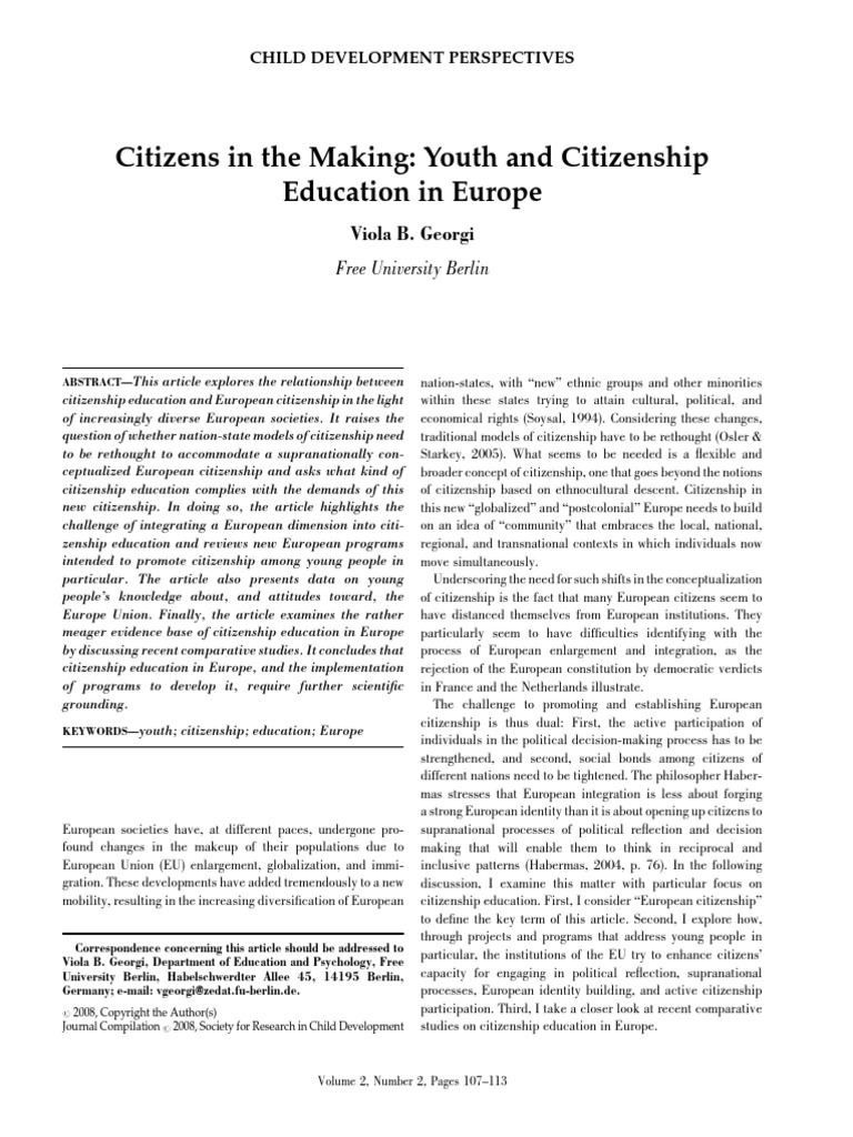 Georgi V 2008 Citizens in The Making - Youth and Citizenship Education ...