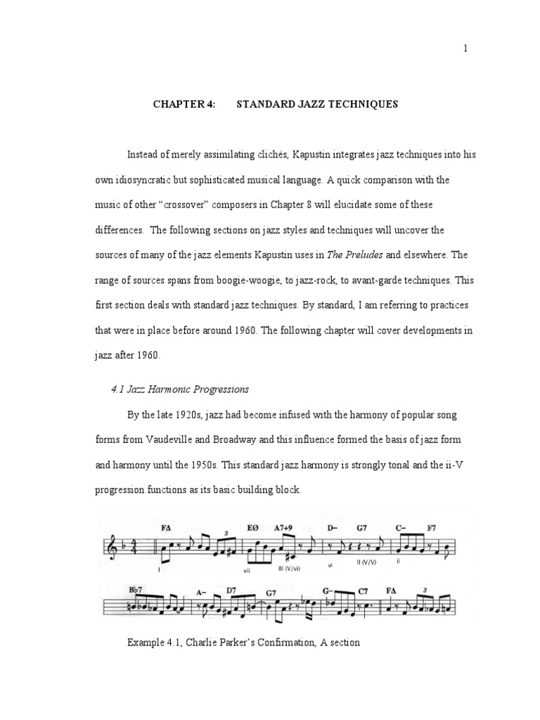 Chapter 4 Standard Jazz Techniques PDF Chord (Music) Jazz