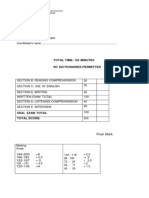 English Entrance Exam: School of Business Basel Brugg Olten