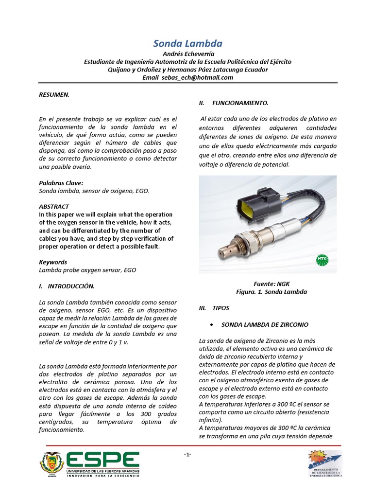 Funcionamiento y Tipos de Sonda Lambda | PDF | Resistencia Eléctrica y ...
