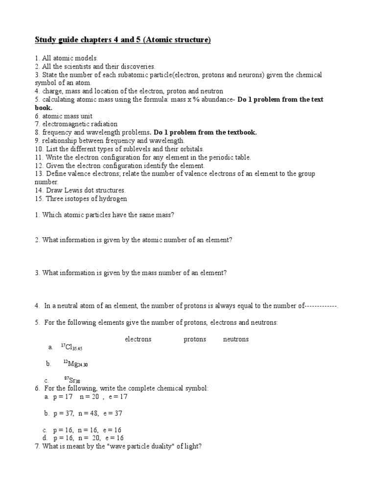 study-guide-atomic-structure-atomic-orbital-atoms