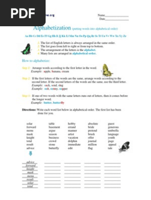 Alphabetization Practice Languages Linguistics