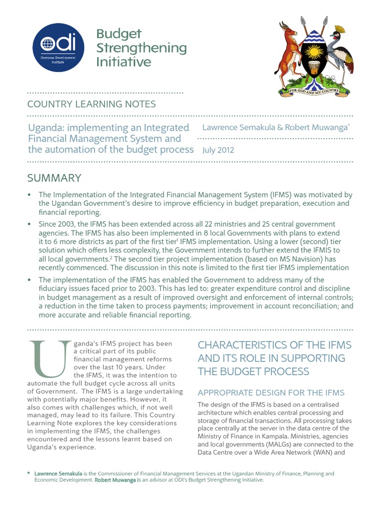 Uganda Implementing An IFMS | PDF | Internal Control | Uganda
