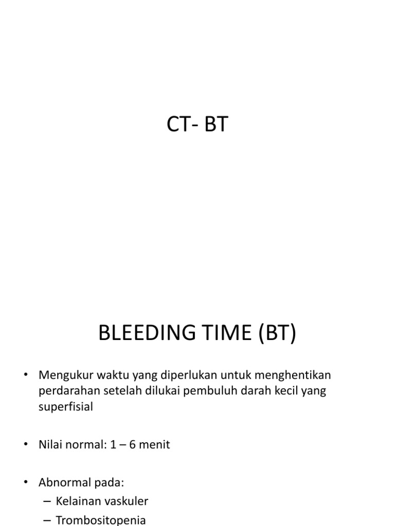 Nilai Normal CT dan BT dalam Pemeriksaan | PDF | Teknologi & Rekayasa