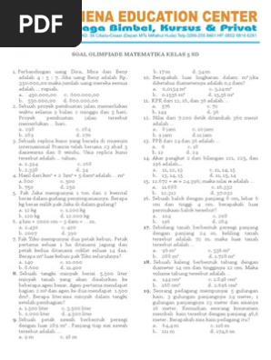 Soal Olimpiade Matematika Sd