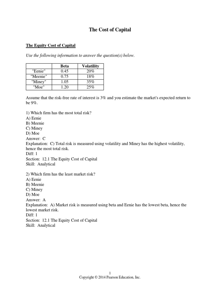Problem Set - Cost of Capital | PDF | Cost Of Capital | Beta (Finance)