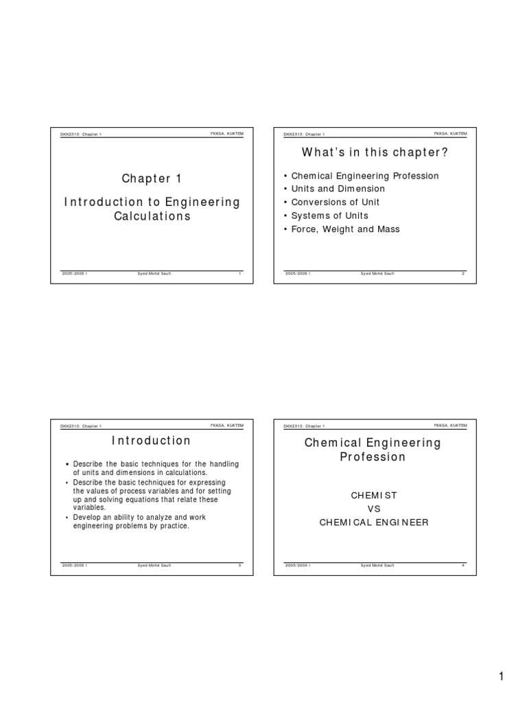 INTRODUCTION TO ENGINEERING CALCULATIONS intelligence overview