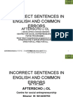 Incorrect Sentences in English and Common Errors