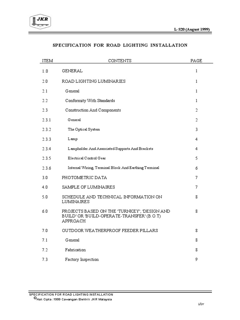 JKR Malaysia - Street Lighting Requirment  PDF  Structural Steel 