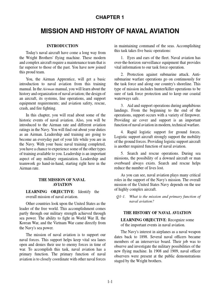 Chapter 1 Mission and History of Naval Aviation | PDF