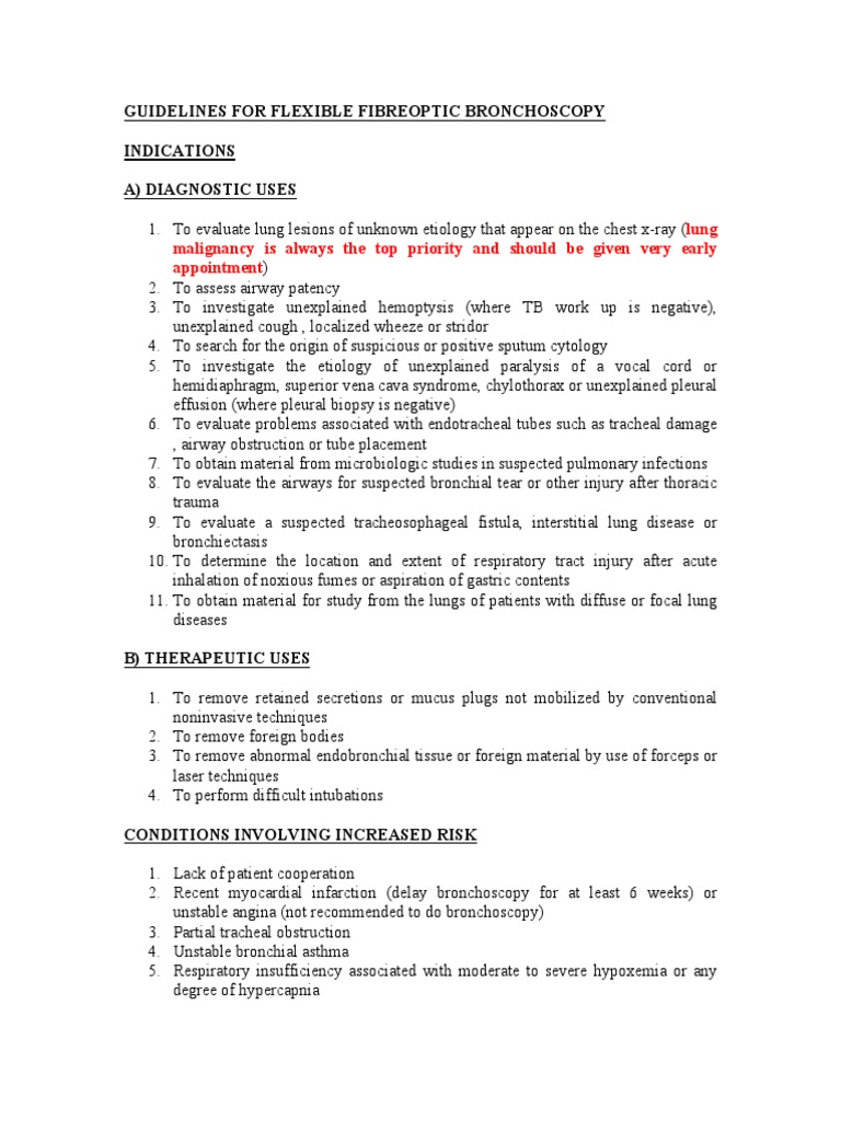 Indication for Bronchoscopy Respiratory Tract Pulmonology