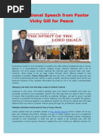 Inspirational Speech From Pastor Vicky Gill for Peace