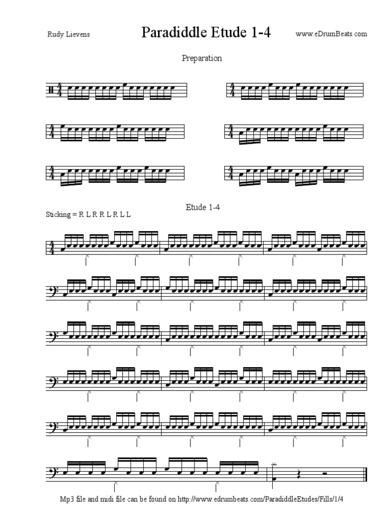 Paradiddle Etude 1-4 | PDF