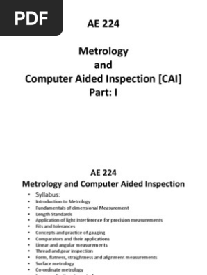 Metrology And Computer Aided Inspection 1 A Engineering - 