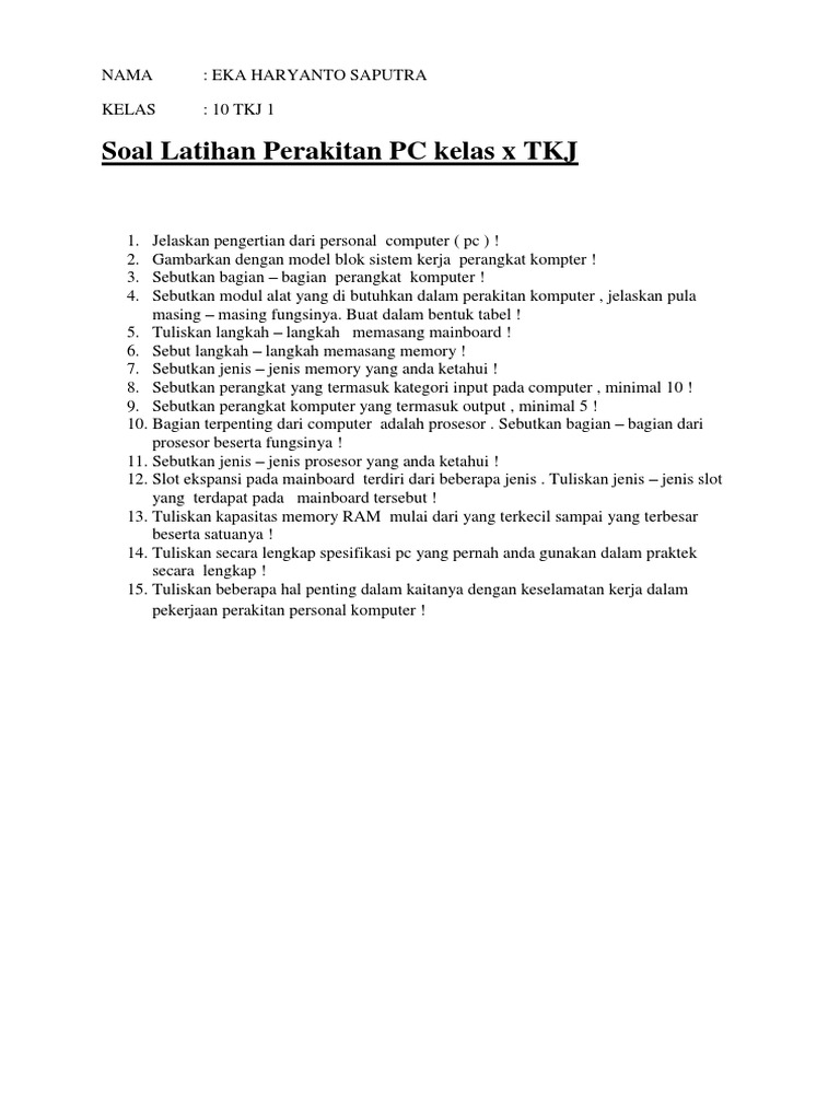 Soal essay produktif tkj kelas xi 07 image