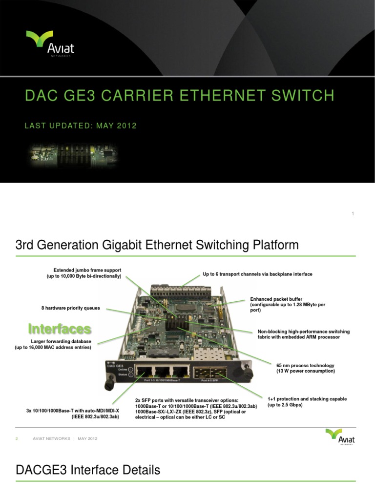 DAC GE3 Carrier Ethernet Switch Overview | PDF