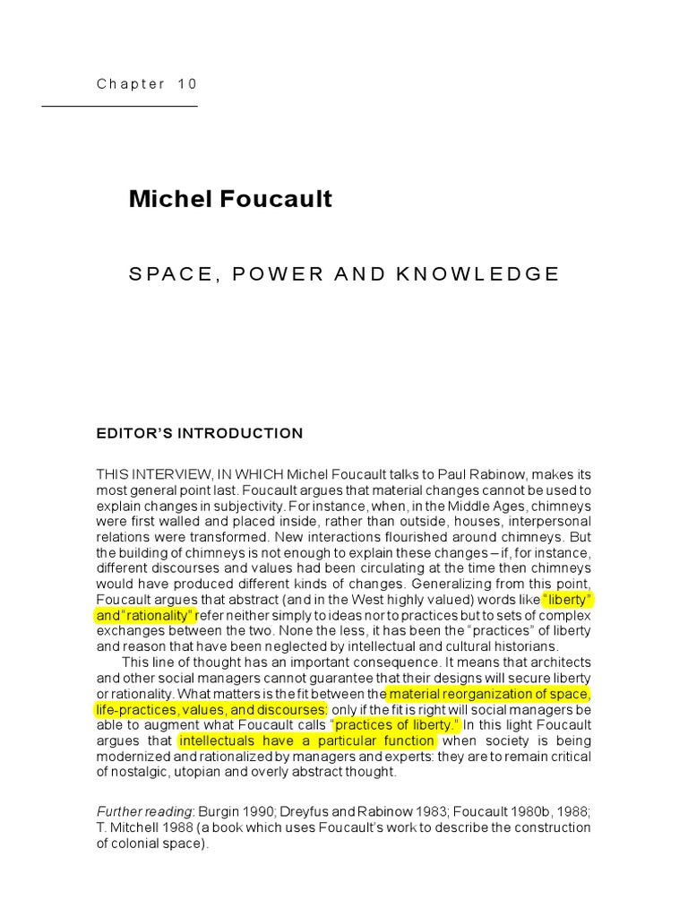 Foucault Space Power And Knowledge Rationality Reason