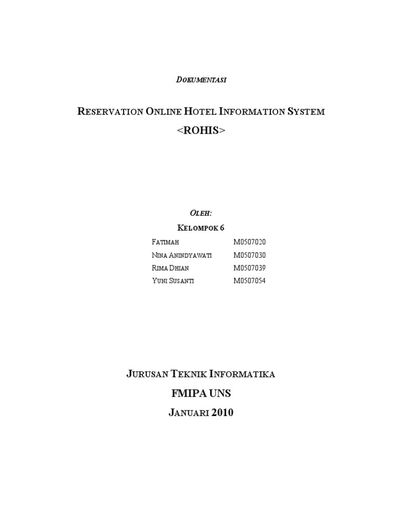 Sistem Informasi Reservasi Hotel Online | PDF | Computers | Technology ...