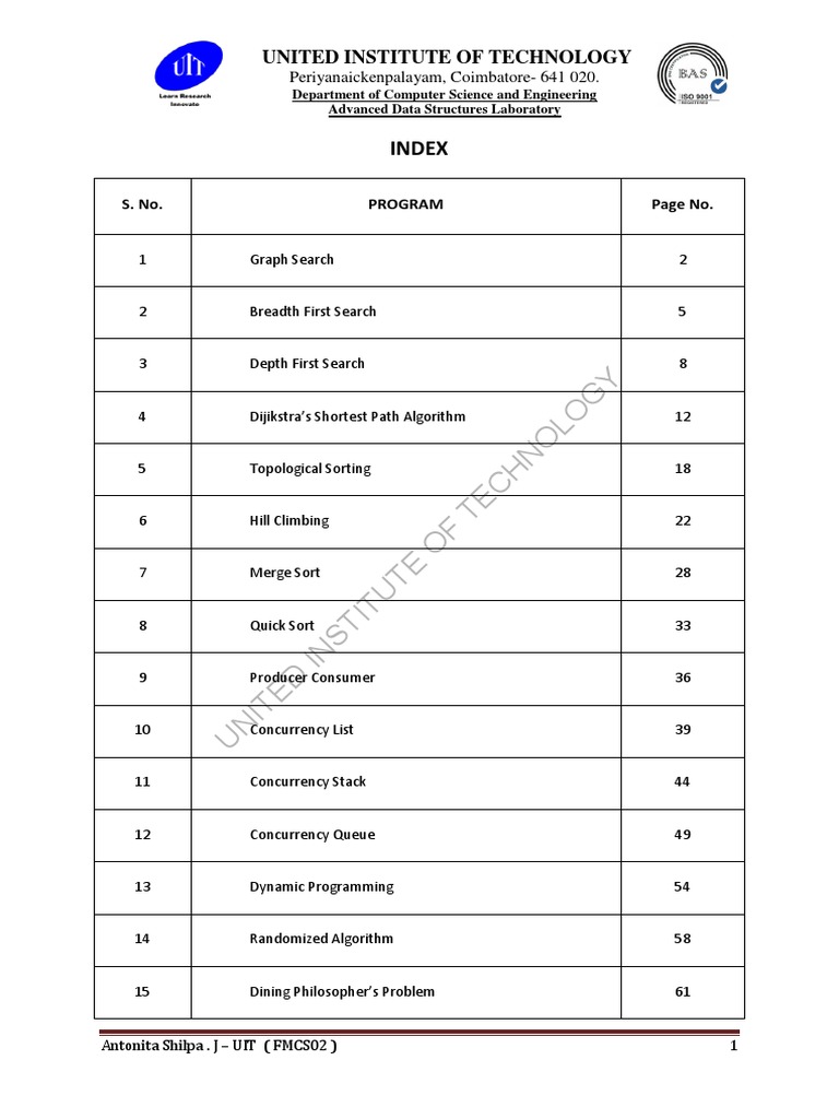 Advanced Data Structures Lab Manual Algorithms And Data Structures