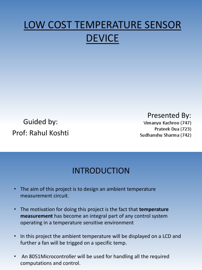 Low Cost Temperature Sensor Device PDF Microcontroller Sensor