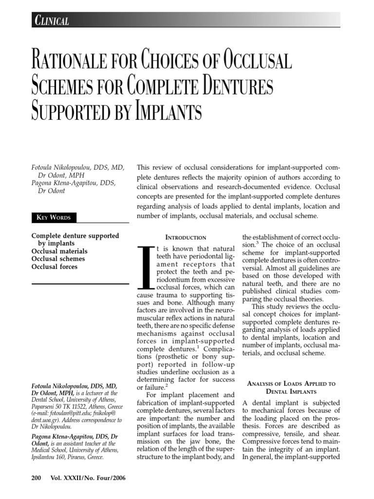 Occlusion For Implant Suppported CD | PDF | Dental Implant | Dentures