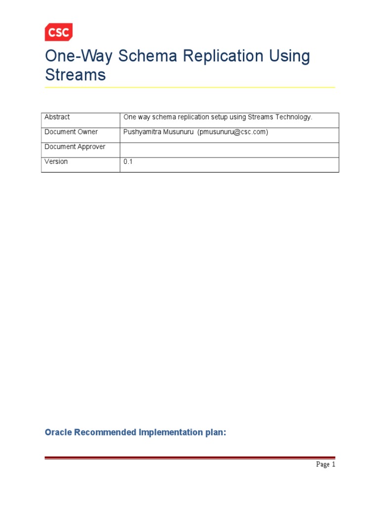 One-Way Schema Replication Guide | PDF | Data Management Software ...