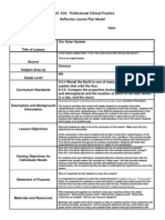 Reflective Lesson Plan (Solar System)