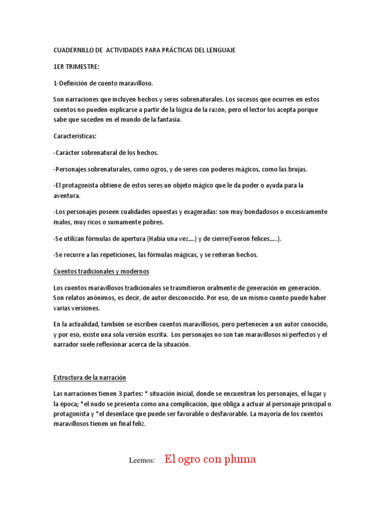 Cuadernillo de Actividades para Prácticas Del Lenguaje | PDF ...