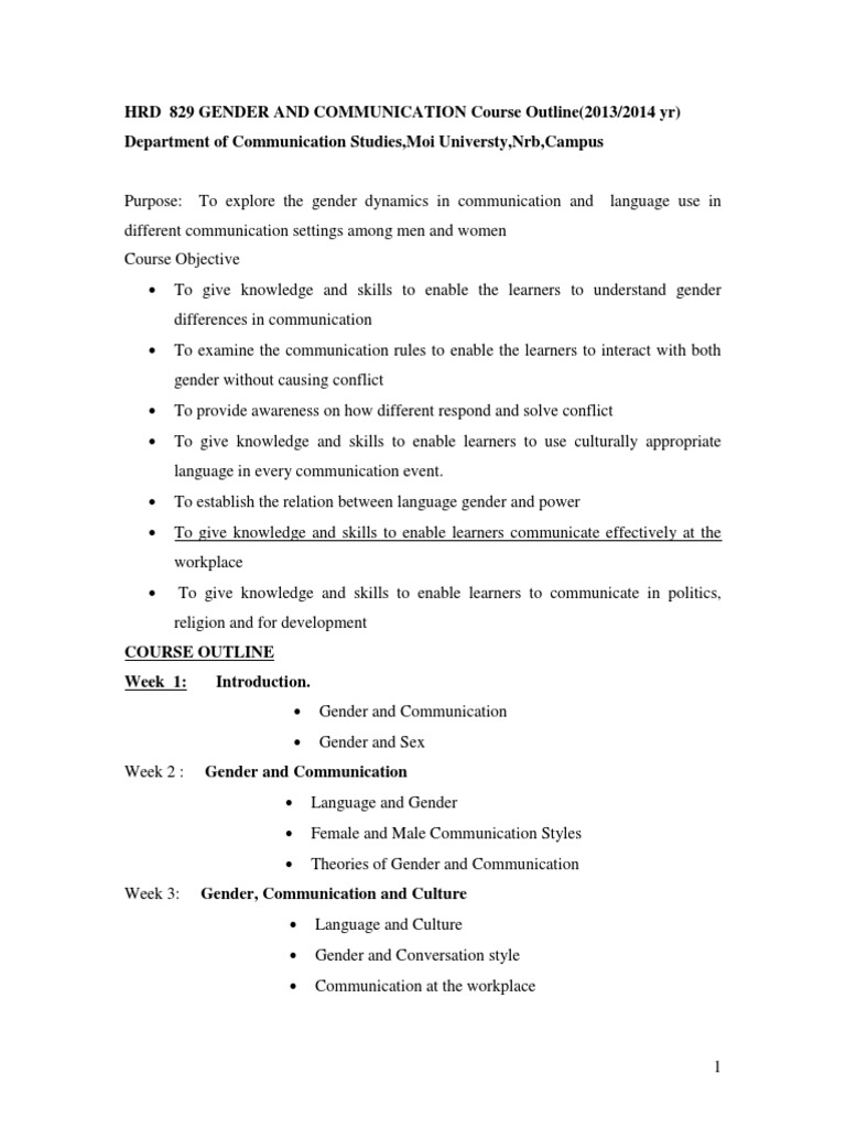 Gender Communication Dynamics Course | PDF | Gender | Gender Studies