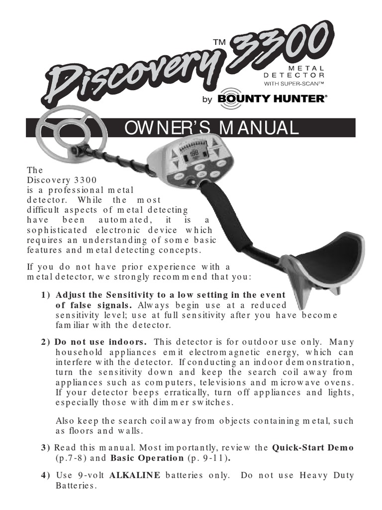 Discovery 3300 Detector Manual PDF Metal Detector Electrical