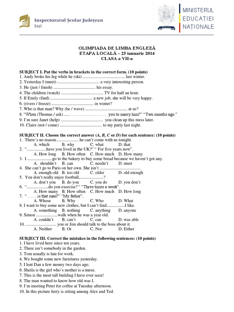 Local English Olympiad Exam 2014 | PDF | Sports & Recreation | Language ...