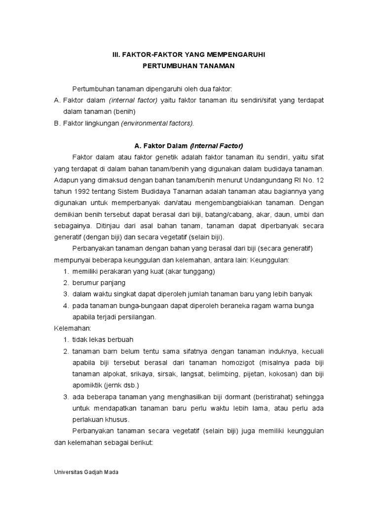 Faktor faktor Yang Mempengaruhi Pertumbuhan Tumbuhan