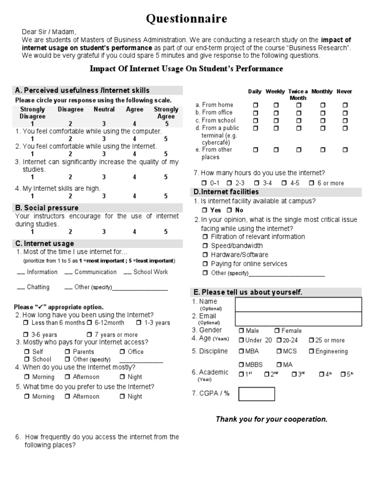 Internet Usage Impact on Student Performance | PDF