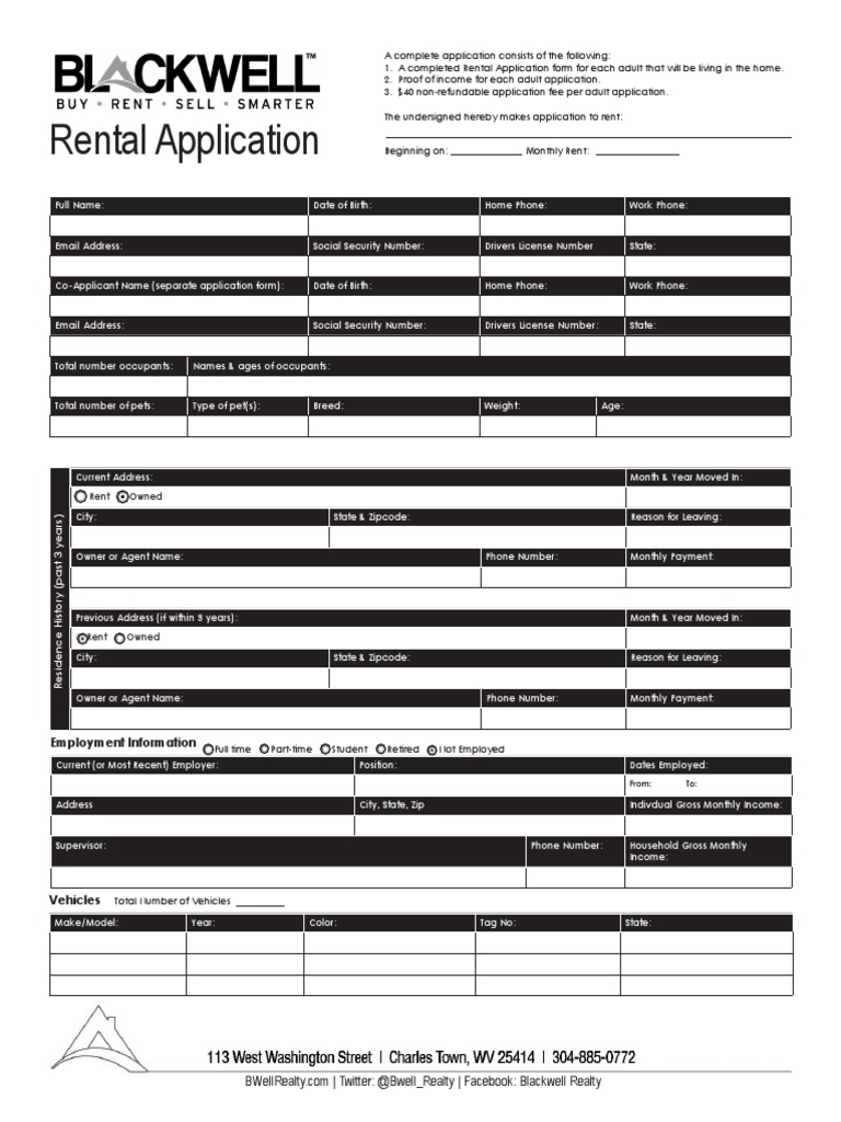 Blackwell Realty Rental Application PDF Lease Eviction