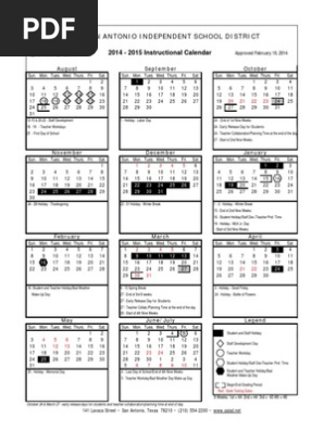 Saisd 2014-15 Instructional Calendar | PDF | Holidays | Observances