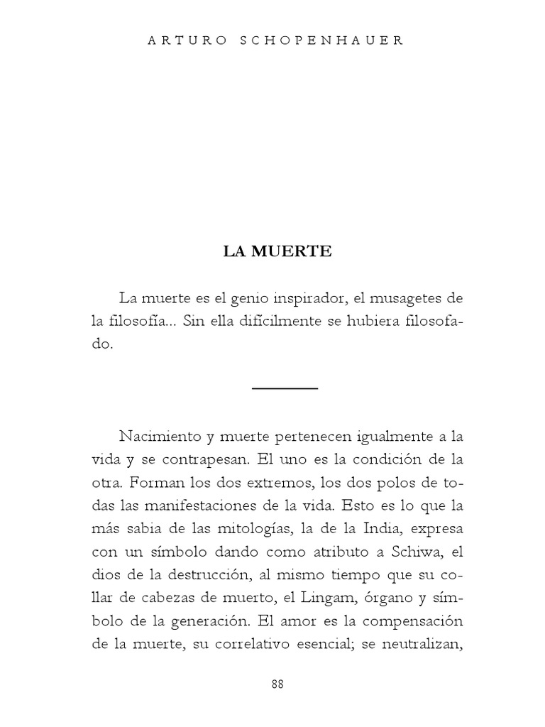 Schopenhauer, El Amor Las Mujeres y La Muerte, Fragmento | PDF | Amor |  Muerte