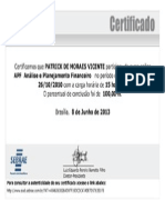 Análise e Planejamento Financeiro - Sebrae (15 Horas, Em 06-2013) - Patrick de Moraes Vicente - Araruama - RJ - Brasil