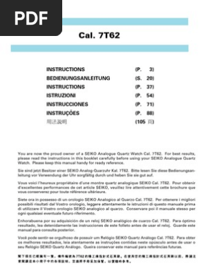 Instructions Seiko 7T62 | PDF